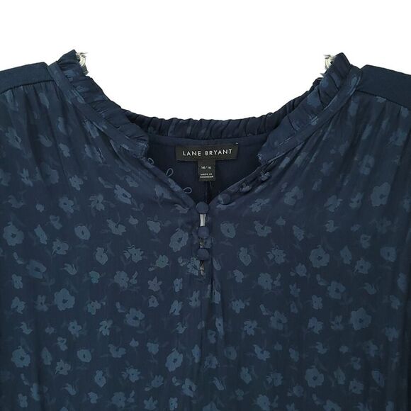 Lane Bryant Navy Floral Lightweight Blouse 14/16 - Picture 3 of 13